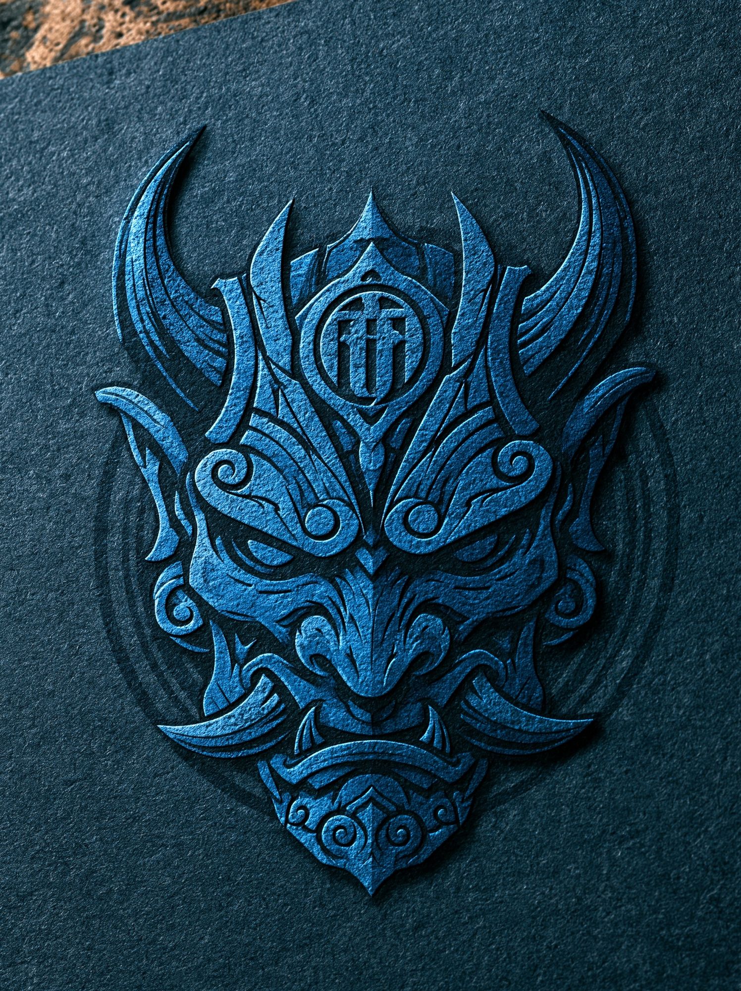 Blue Tribal Mask Illustration Poster. poster — illustration art