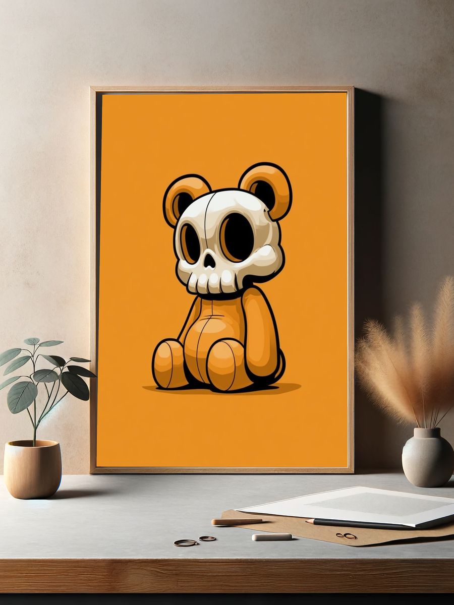 Skull Bear Cartoon Print. — room view 2
