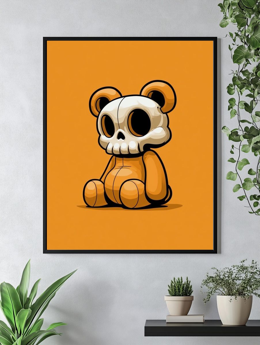 Skull Bear Cartoon Print. — room view 4
