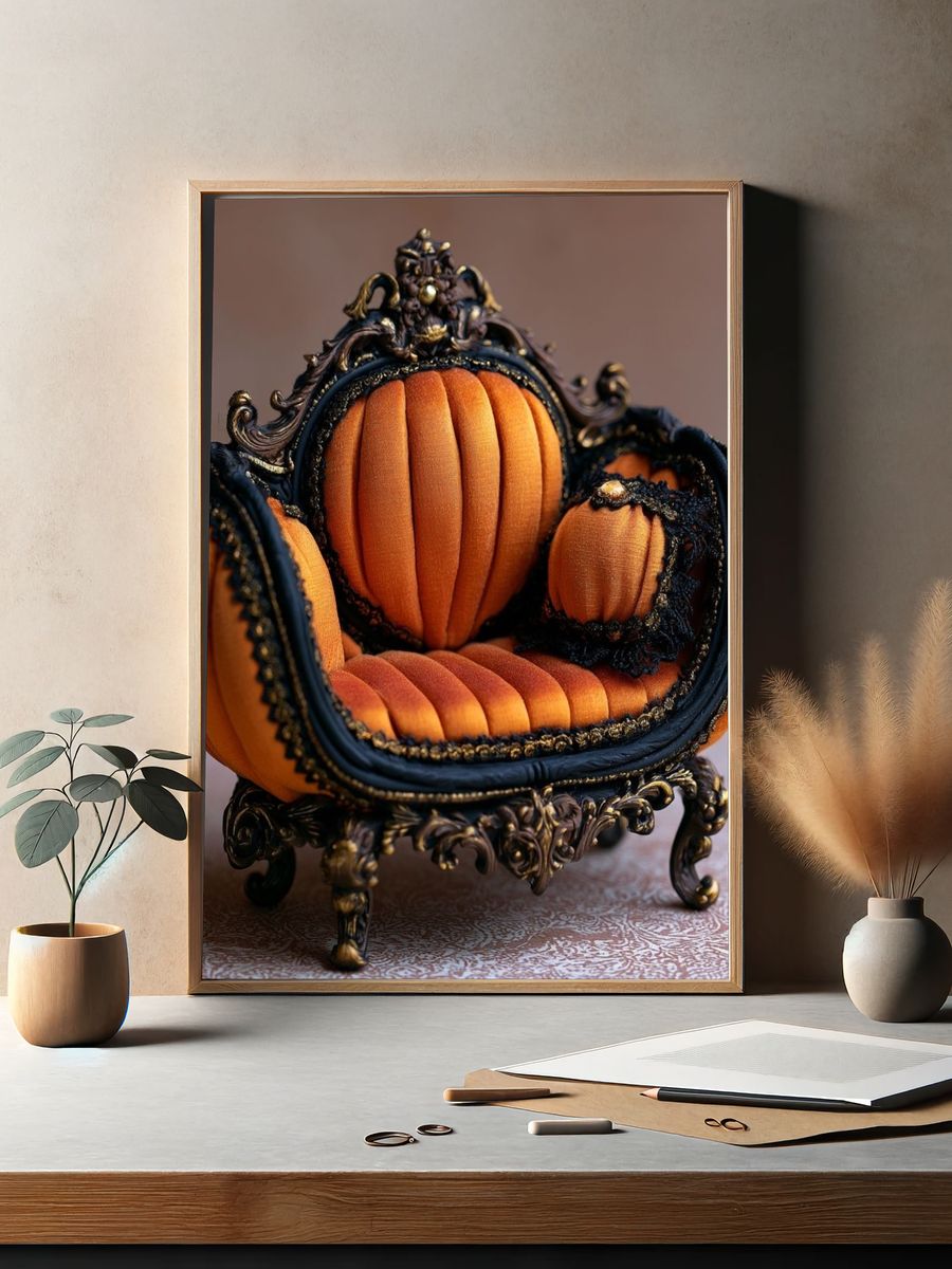 Ornate Pumpkin Throne Illustration Poster. — room view 2