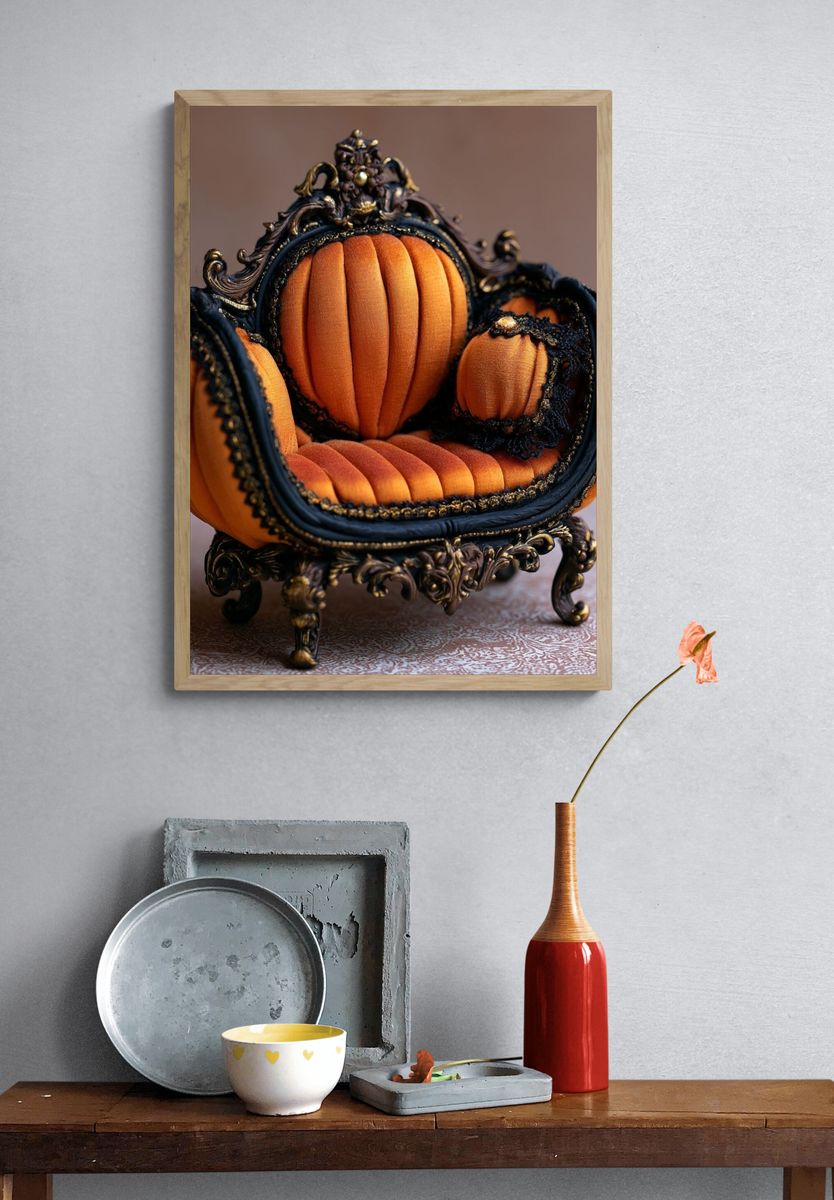 Ornate Pumpkin Throne Illustration Poster. — room view 3