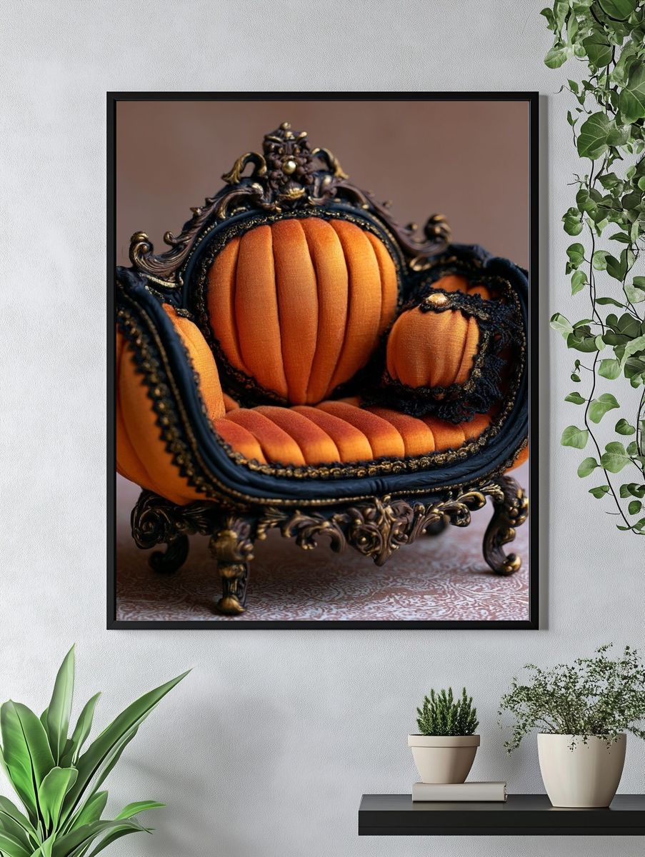 Ornate Pumpkin Throne Illustration Poster. — room view 4