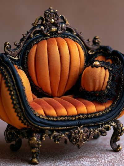 Ornate Pumpkin Throne Illustration Poster.