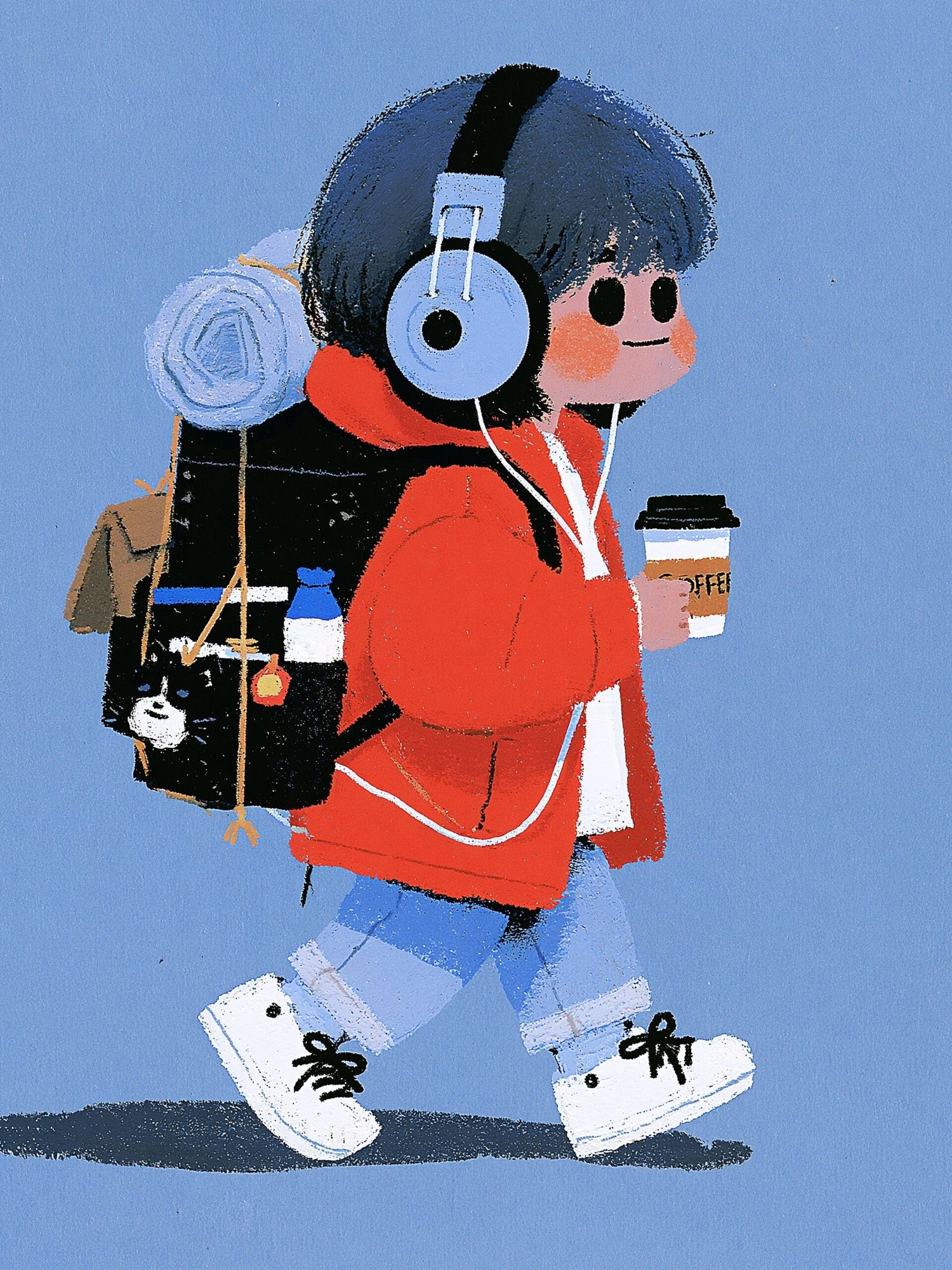 Headphone Kid Illustration Print. poster — illustration art