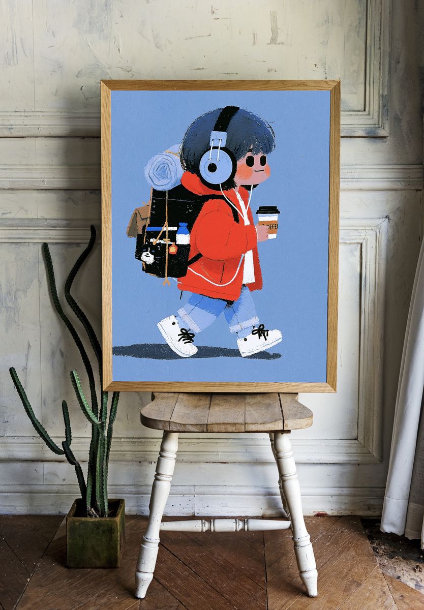 Headphone Kid Illustration Print. — room view 1