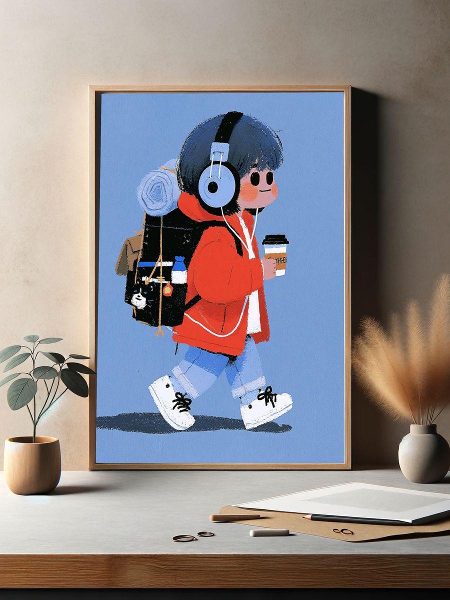 Headphone Kid Illustration Print. — room view 2