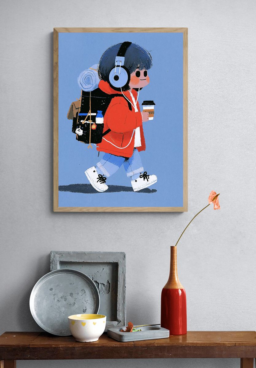 Headphone Kid Illustration Print. — room view 3