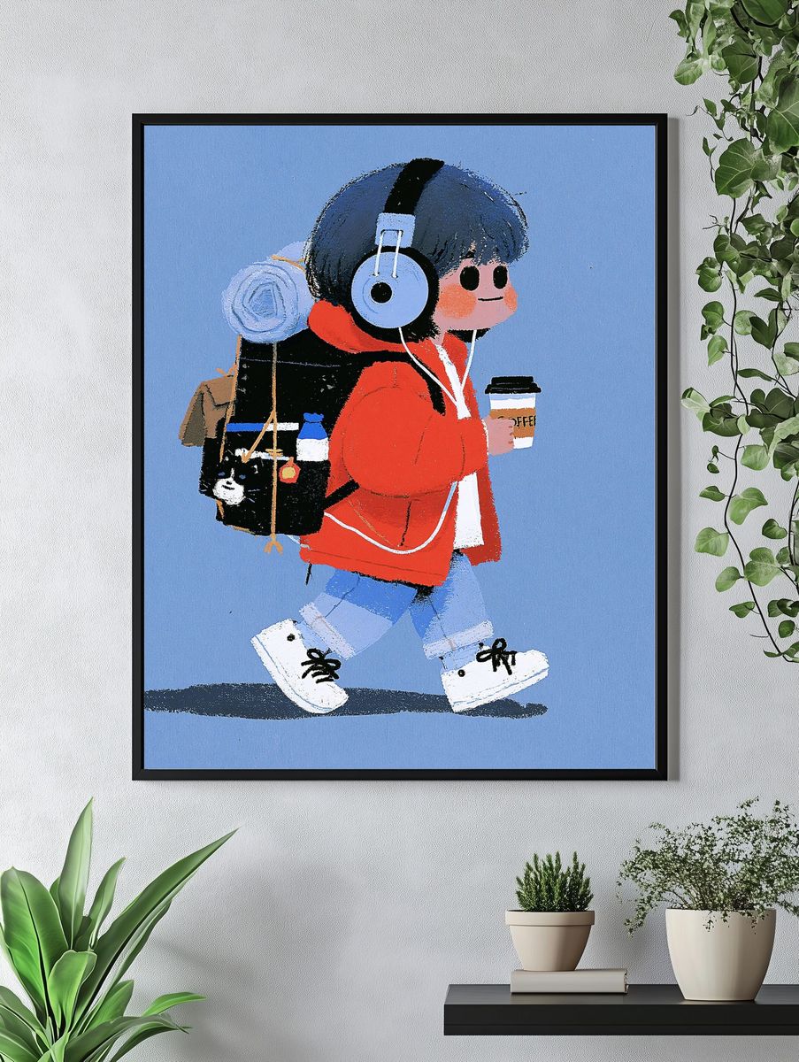 Headphone Kid Illustration Print. — room view 4
