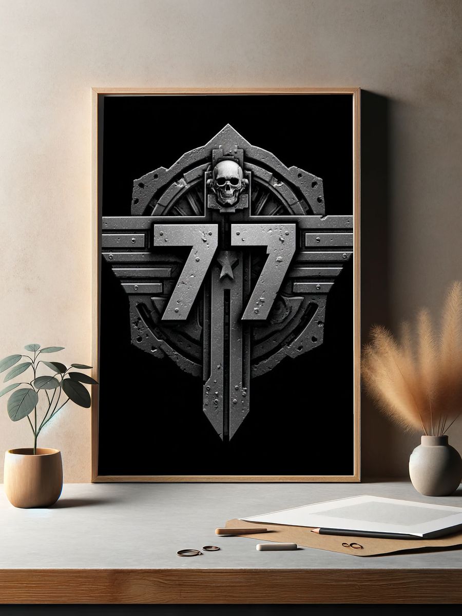77 Skull Emblem Typography Poster. — room view 2