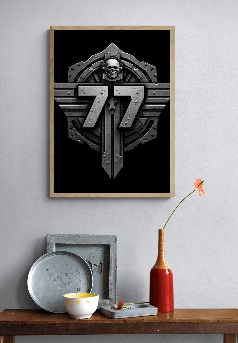 77 Skull Emblem Typography Poster. — room view 3