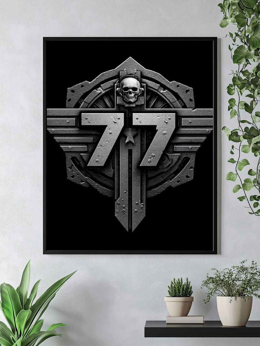 77 Skull Emblem Typography Poster. — room view 4