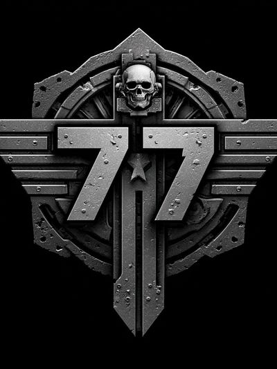 77 Skull Emblem Typography Poster.