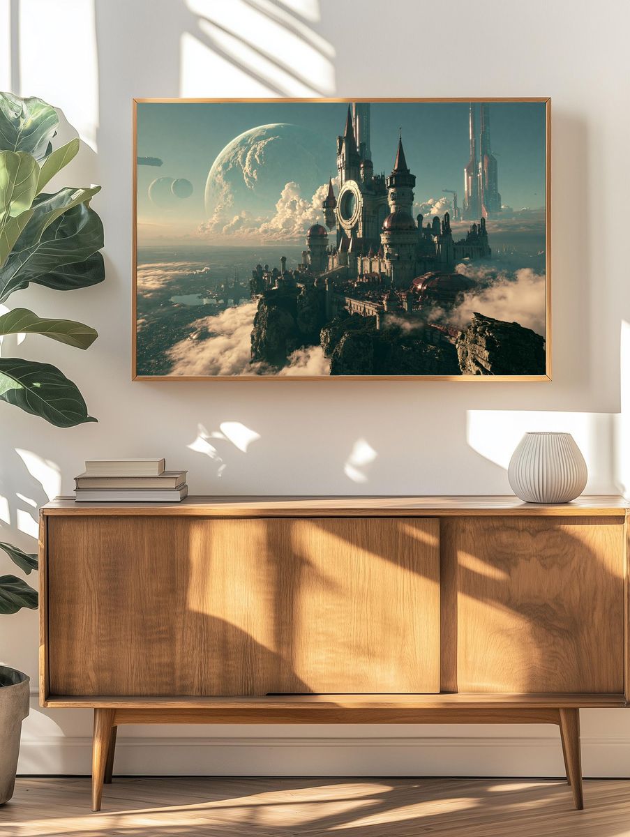 Floating Sci-Fi Castle Print. — room view 3