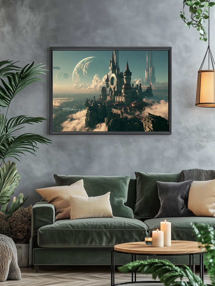 Floating Sci-Fi Castle Print. — room view 4