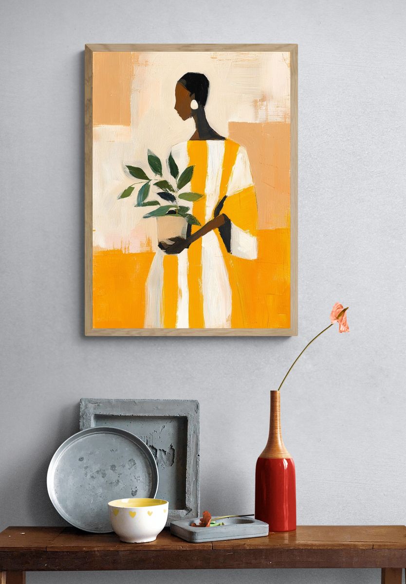 Abstract Woman with Plant Illustration Poster. — room view 3