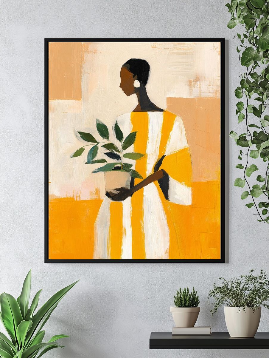 Abstract Woman with Plant Illustration Poster. — room view 4