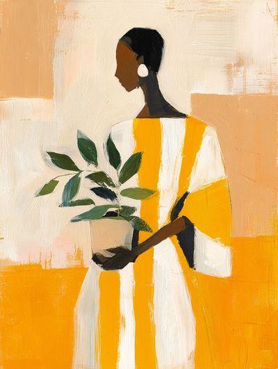 Abstract Woman with Plant Illustration Poster.