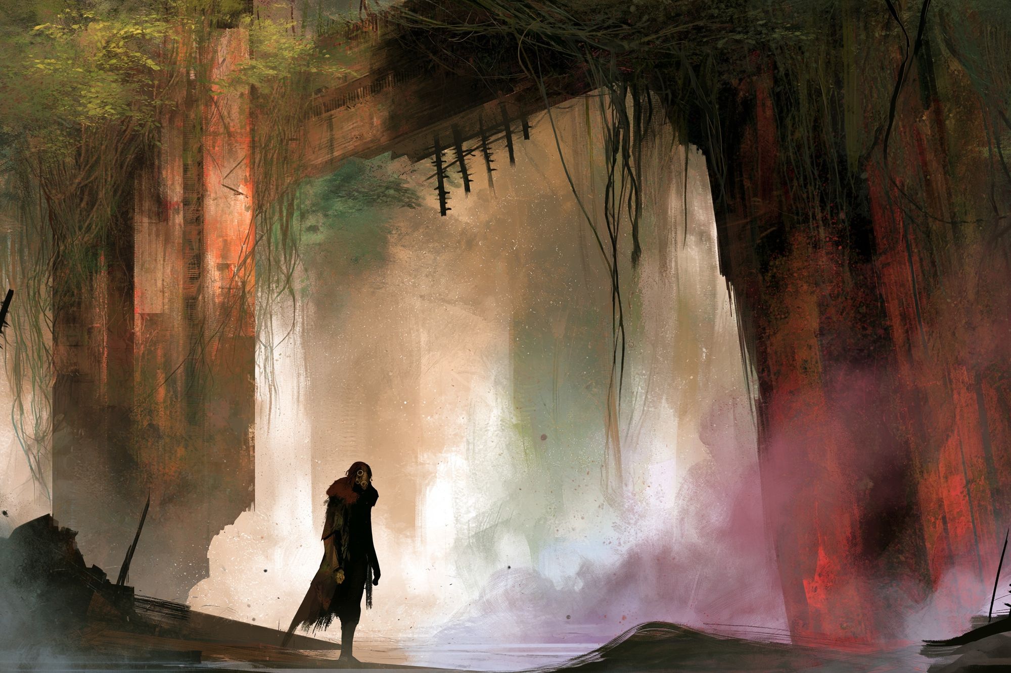 Surreal Forest Ruins Digital Art Poster. poster detail