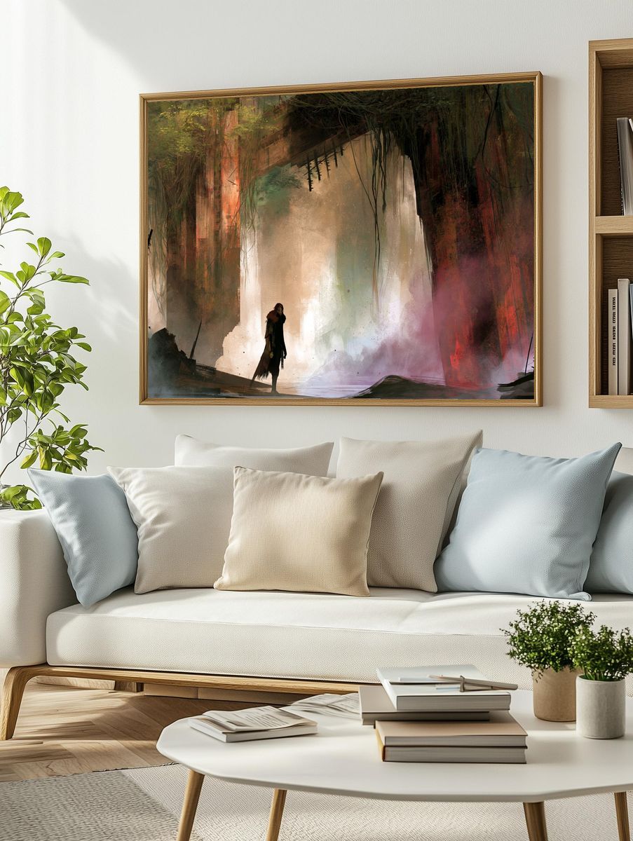 Surreal Forest Ruins Digital Art Poster. — room view 2