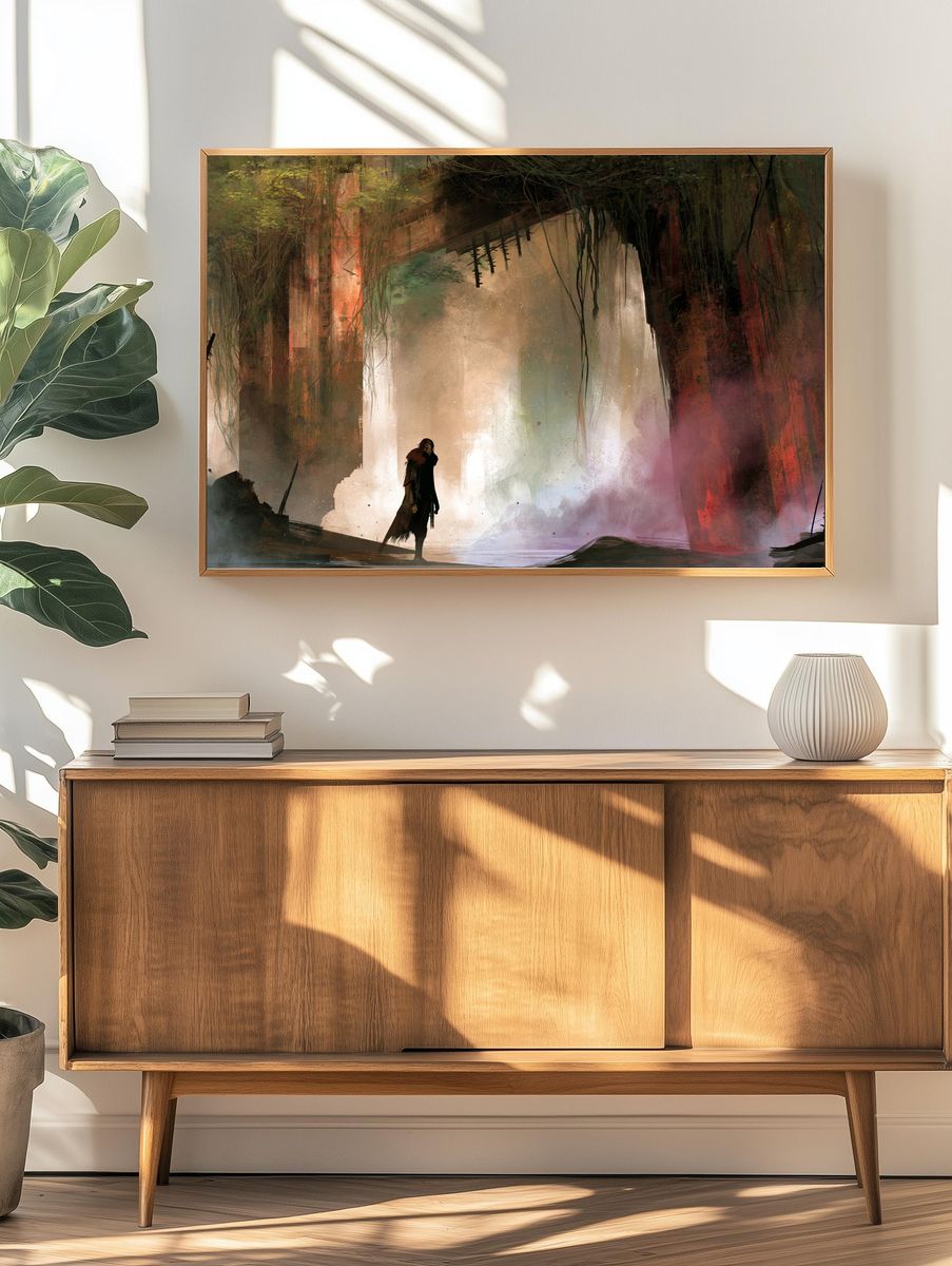 Surreal Forest Ruins Digital Art Poster. — room view 3