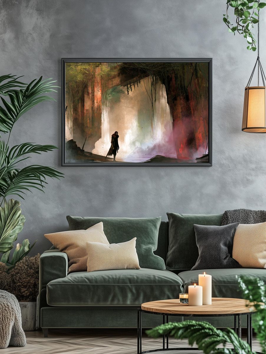 Surreal Forest Ruins Digital Art Poster. — room view 4