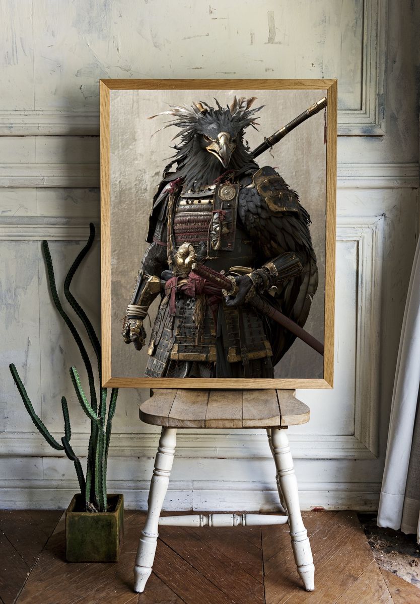 Armored Bird Warrior Illustration Poster. room preview