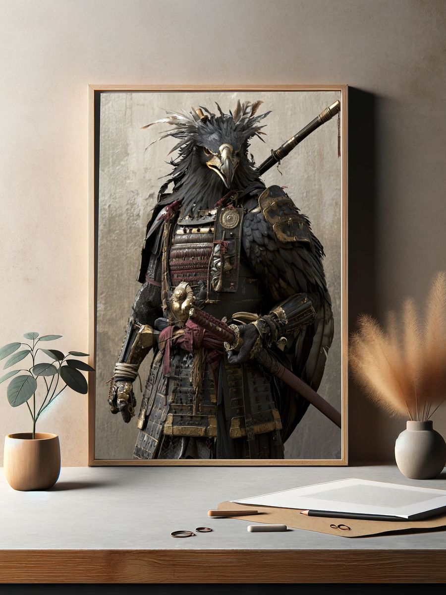 Armored Bird Warrior Illustration Poster. — room view 2