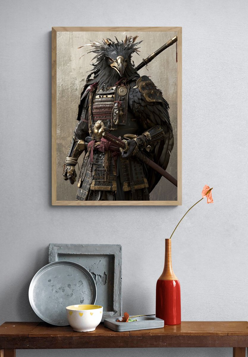 Armored Bird Warrior Illustration Poster. — room view 3