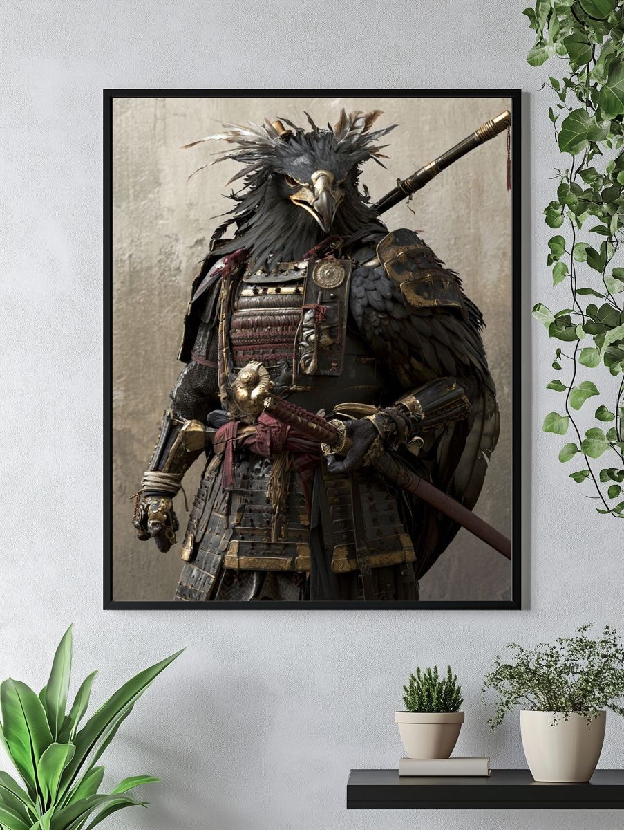 Armored Bird Warrior Illustration Poster. — room view 4
