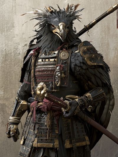 Armored Bird Warrior Illustration Poster.