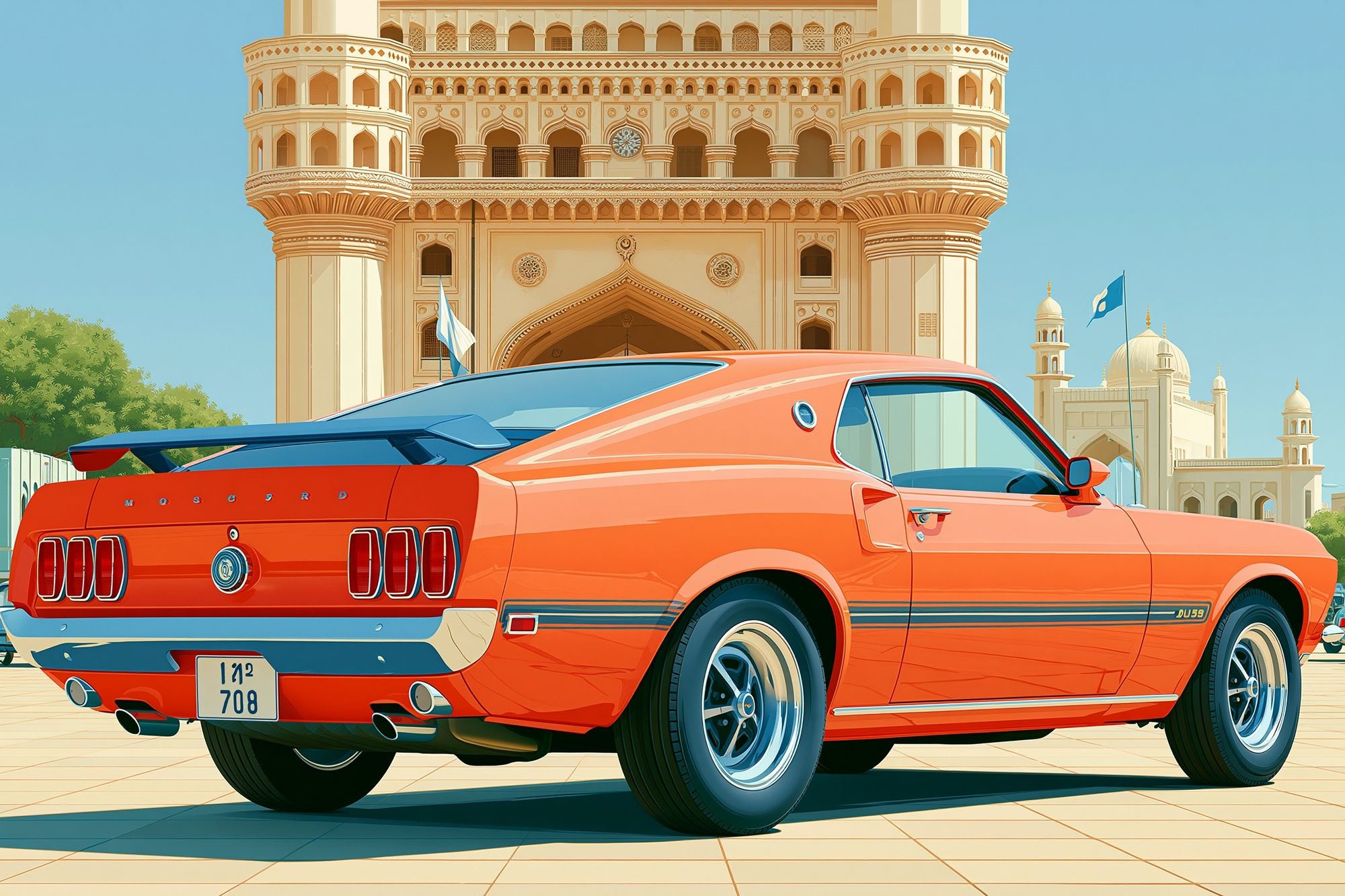 Mustang in Karachi — Illustration Print. poster detail