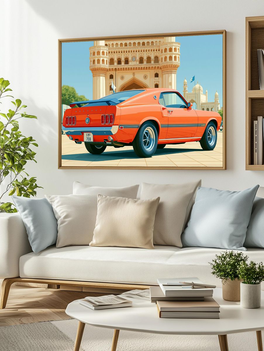 Mustang in Karachi — Illustration Print. — room view 2