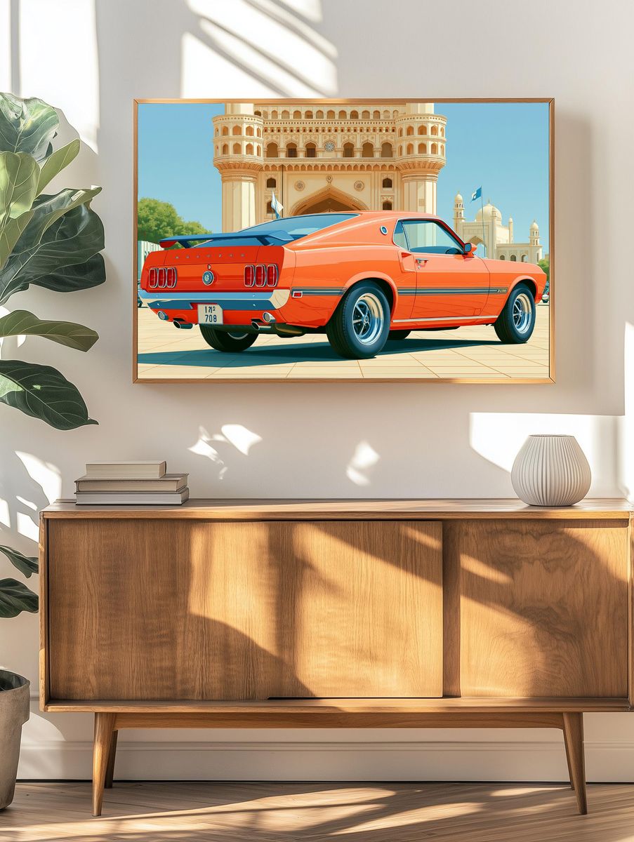 Mustang in Karachi — Illustration Print. — room view 3