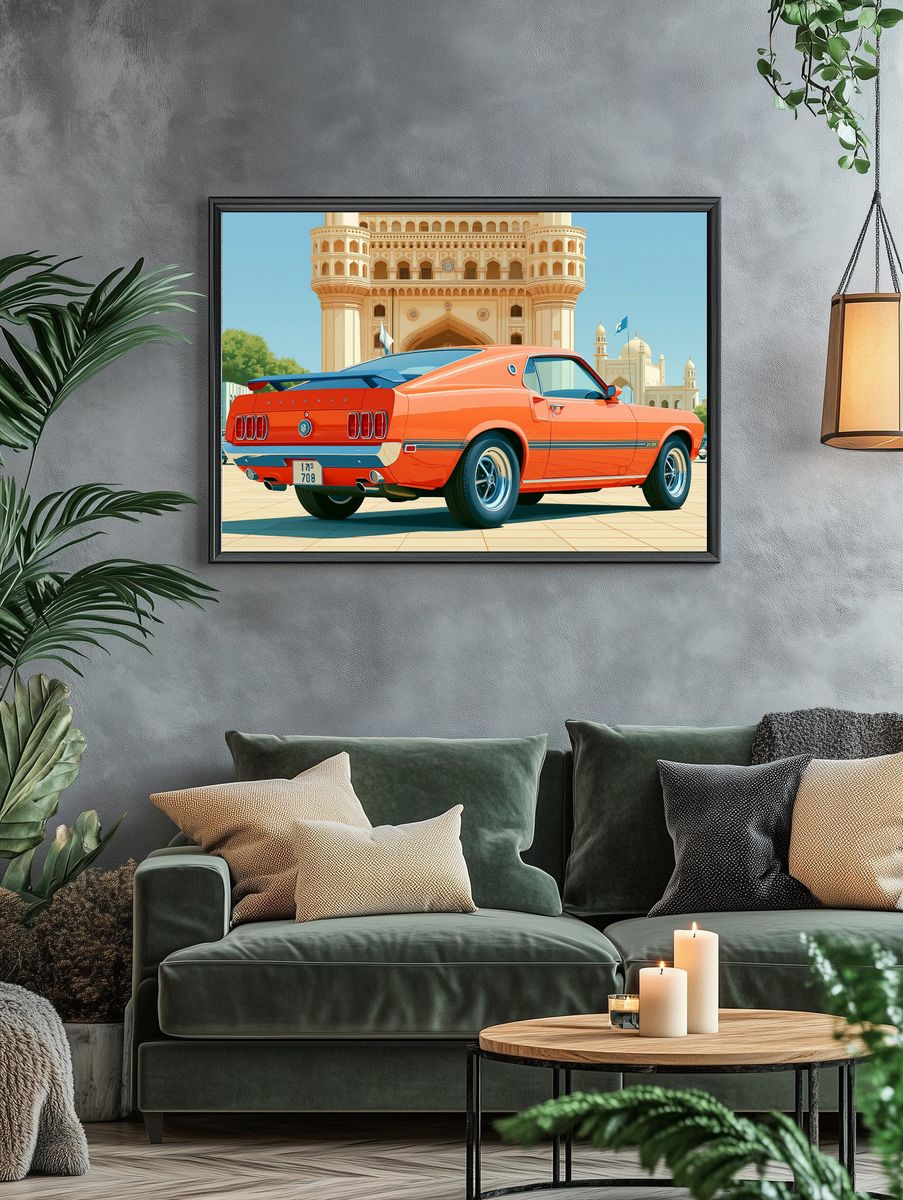 Mustang in Karachi — Illustration Print. — room view 4