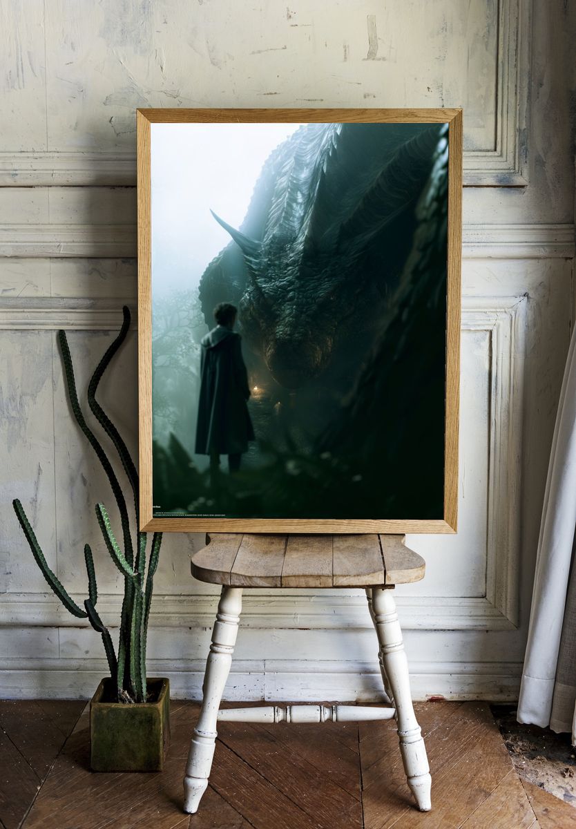 Dragon Encounter Fantasy Illustration Poster. room preview