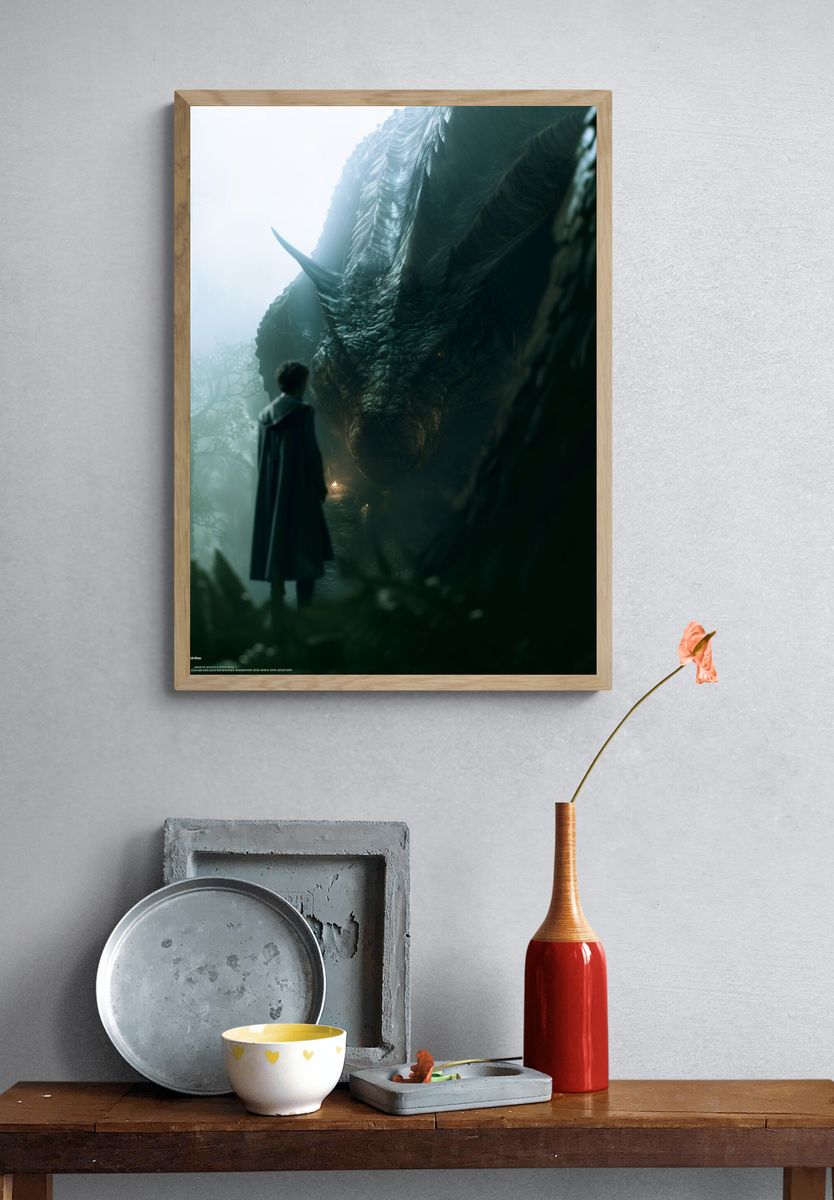 Dragon Encounter Fantasy Illustration Poster. — room view 3