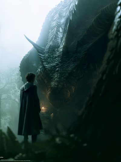 Dragon Encounter Fantasy Illustration Poster.