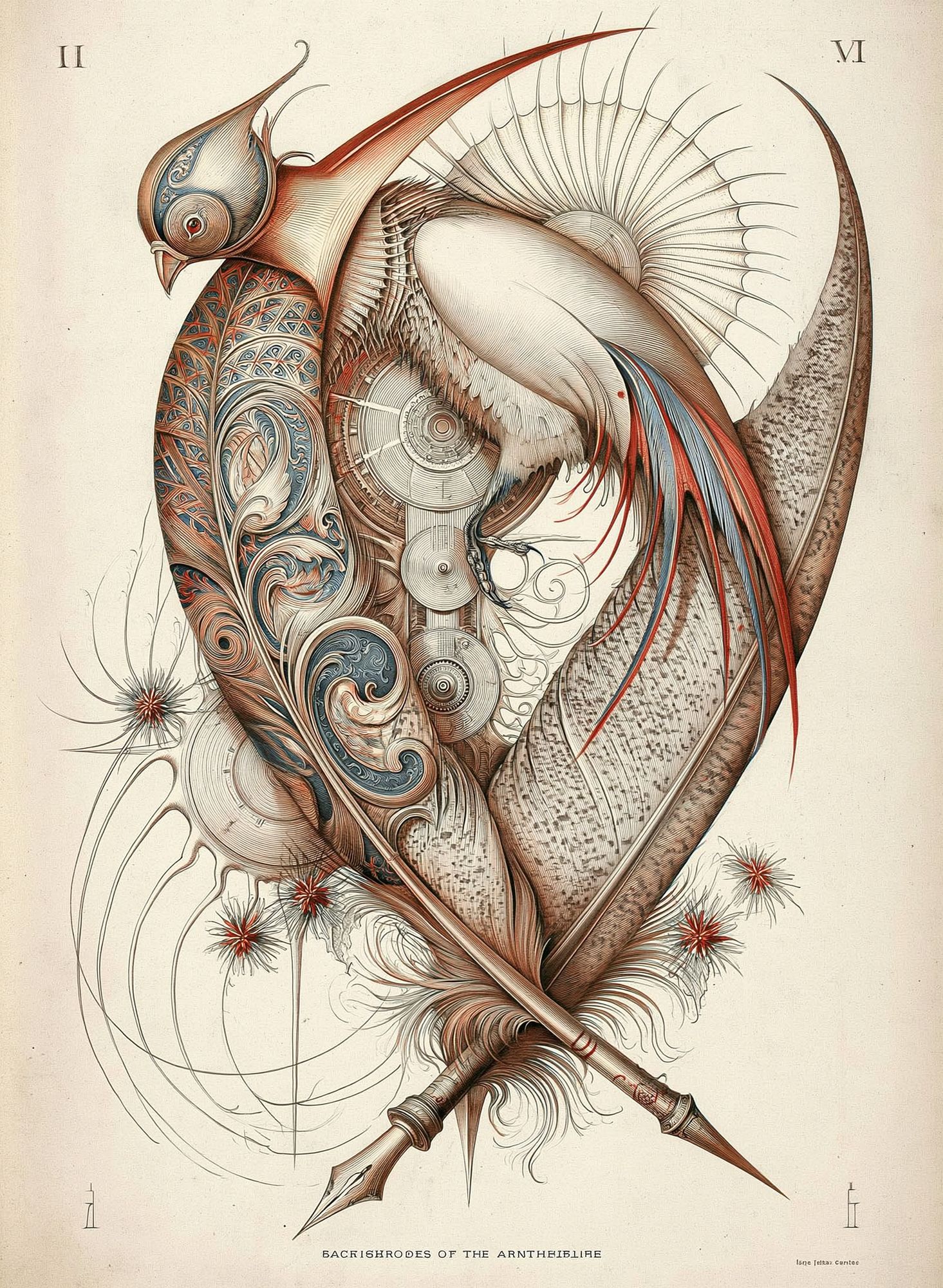 Surreal Bird Illustration Poster. poster — illustration art