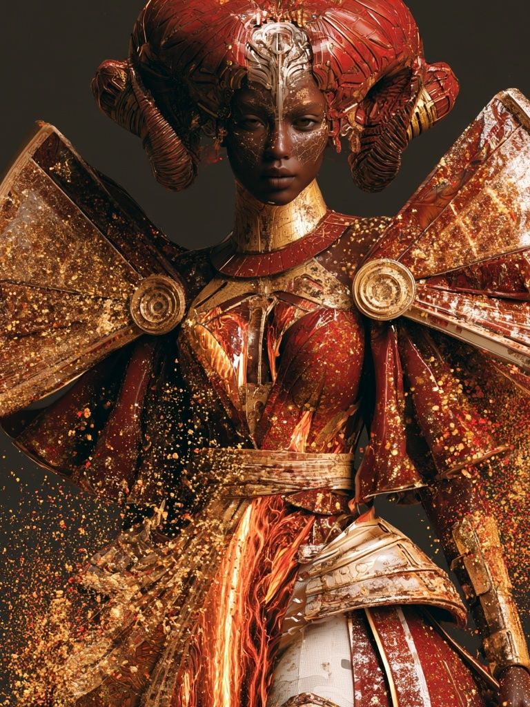Golden Warrior Portrait Print. poster — illustration art