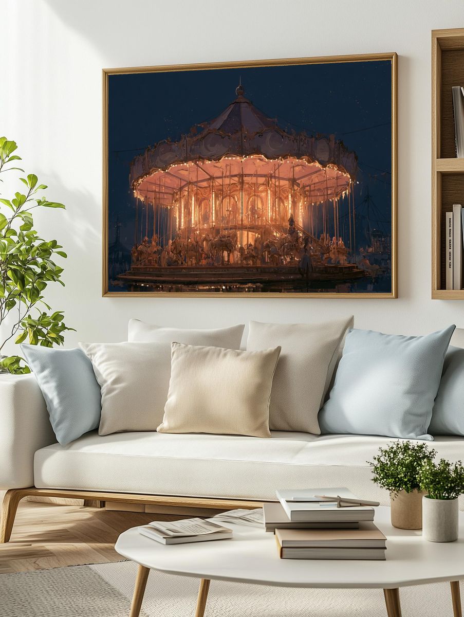 Illuminated Carousel Night Poster. — room view 2