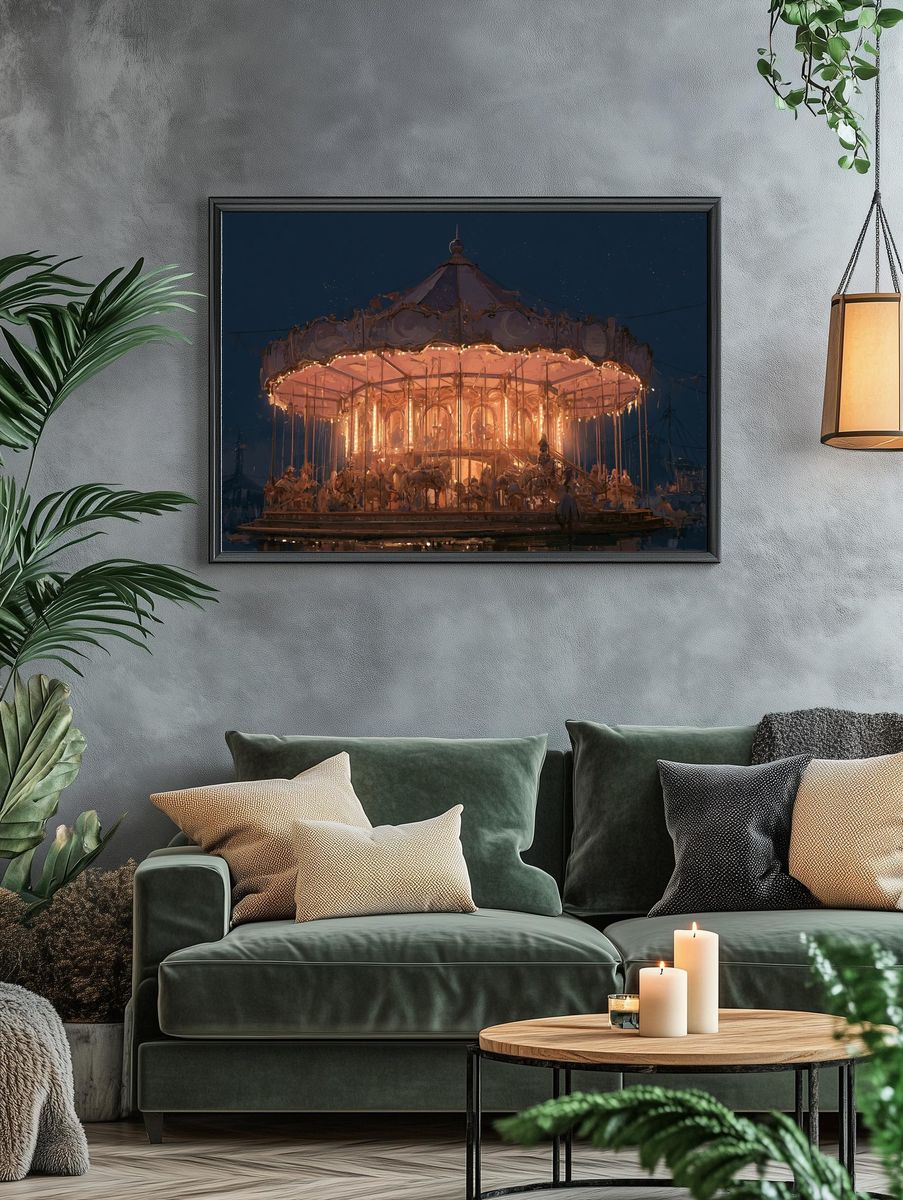 Illuminated Carousel Night Poster. — room view 4