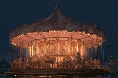 Illuminated Carousel Night Poster.