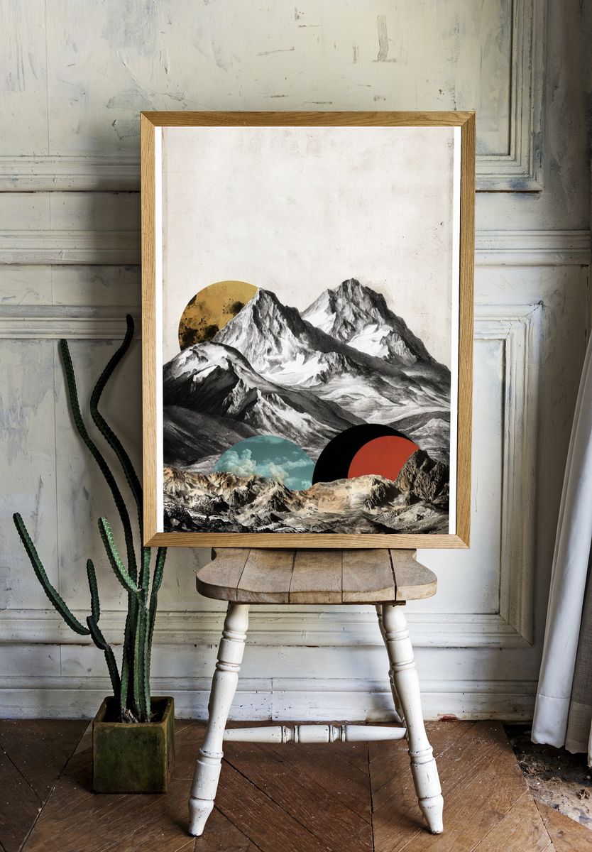 Mountain Collage Contemporary Print. — room view 1