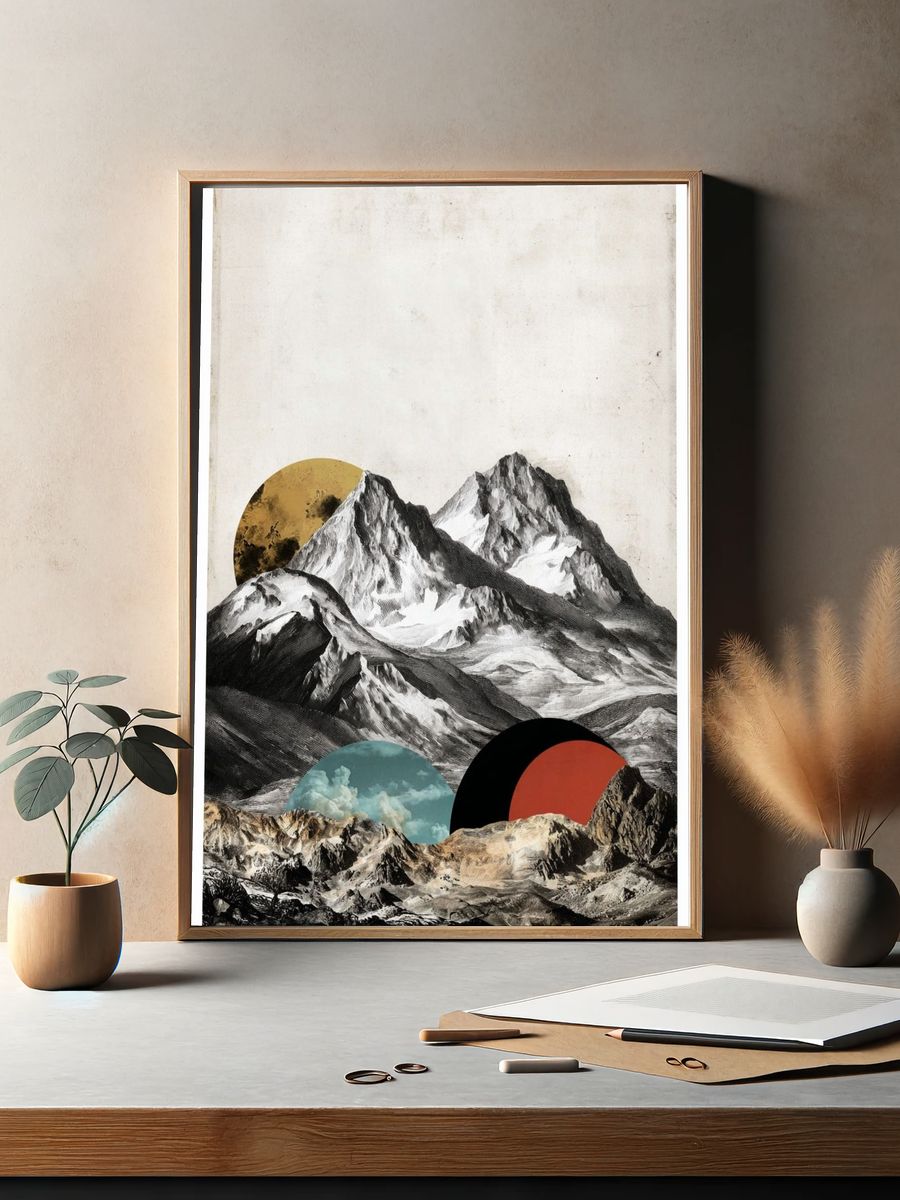Mountain Collage Contemporary Print. — room view 2