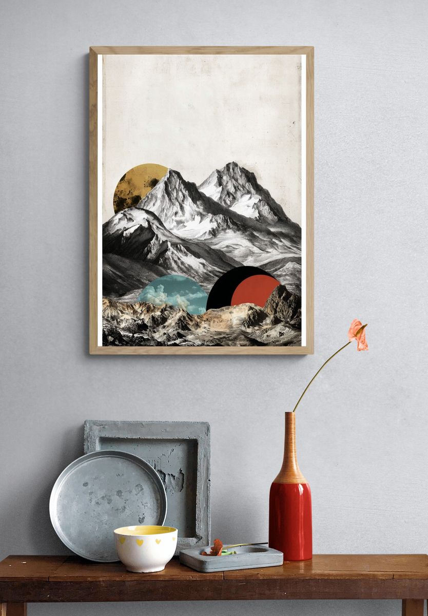 Mountain Collage Contemporary Print. — room view 3