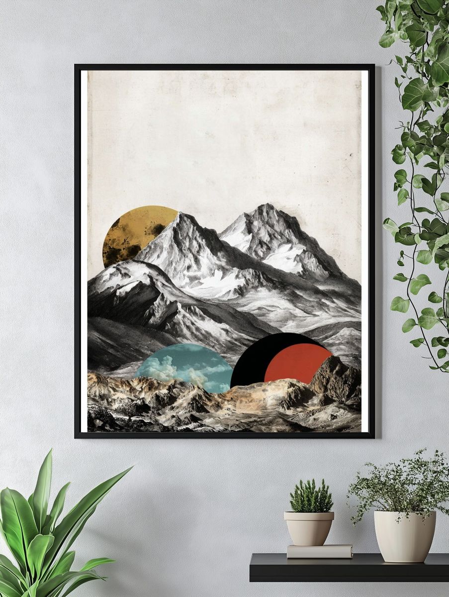 Mountain Collage Contemporary Print. — room view 4