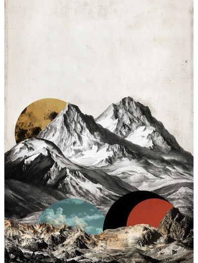 Mountain Collage Contemporary Print. poster