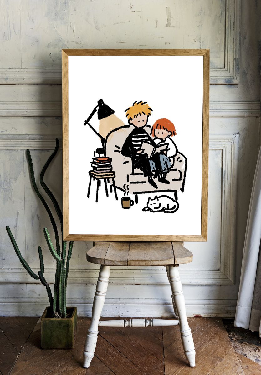 Cozy Reading Time Illustration Poster. room preview