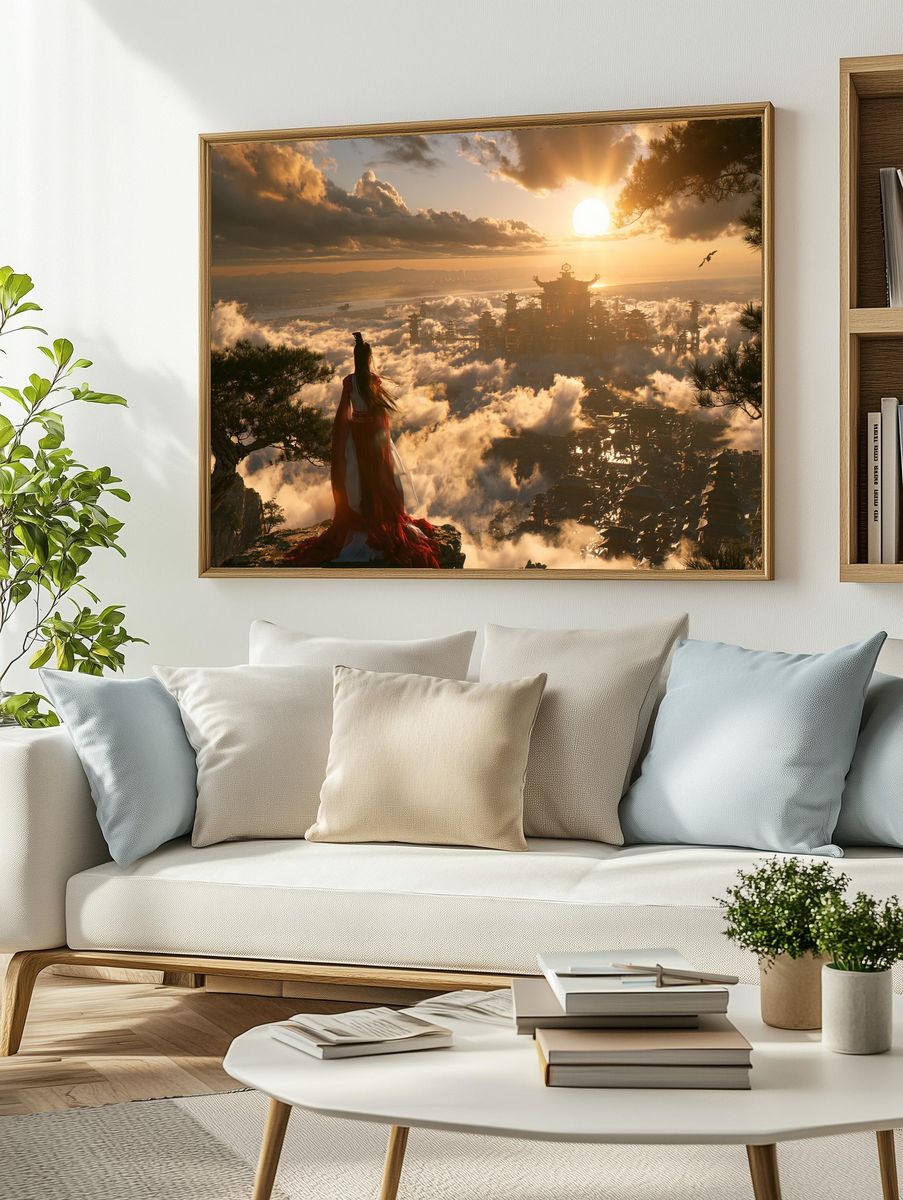 Celestial Temple Sunset Fantasy Print. — room view 2