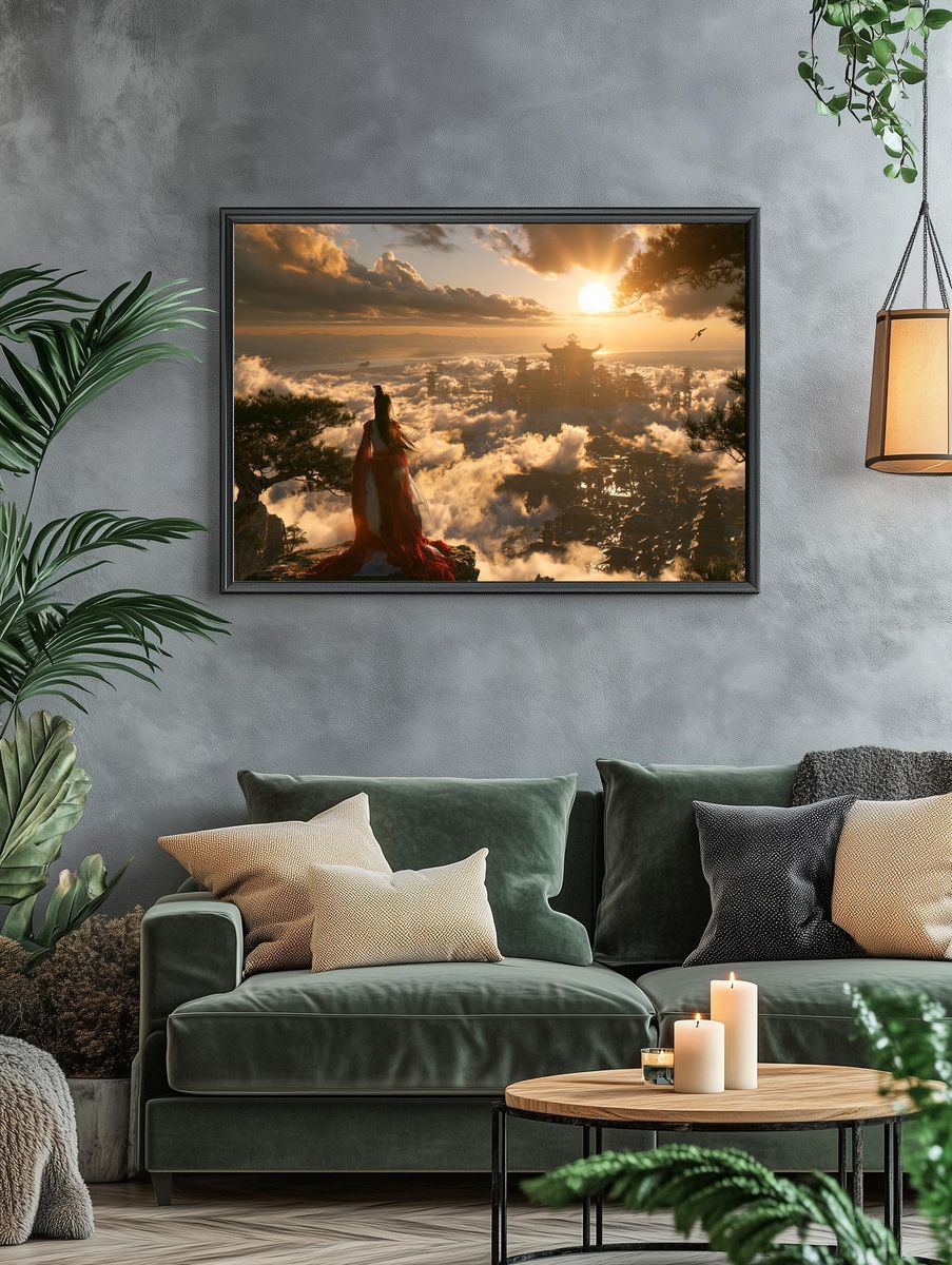 Celestial Temple Sunset Fantasy Print. — room view 4